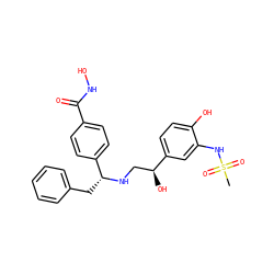 CS(=O)(=O)Nc1cc([C@@H](O)CN[C@H](Cc2ccccc2)c2ccc(C(=O)NO)cc2)ccc1O ZINC000026832967