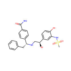 CS(=O)(=O)Nc1cc([C@@H](O)CN[C@H](Cc2ccccc2)c2ccc(C(N)=O)cc2)ccc1O ZINC000026835377