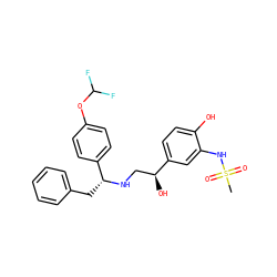 CS(=O)(=O)Nc1cc([C@@H](O)CN[C@H](Cc2ccccc2)c2ccc(OC(F)F)cc2)ccc1O ZINC000026830561