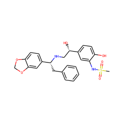 CS(=O)(=O)Nc1cc([C@@H](O)CN[C@H](Cc2ccccc2)c2ccc3c(c2)OCO3)ccc1O ZINC000026827616