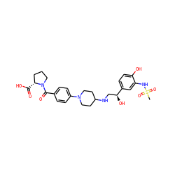 CS(=O)(=O)Nc1cc([C@@H](O)CNC2CCN(c3ccc(C(=O)N4CCC[C@H]4C(=O)O)cc3)CC2)ccc1O ZINC000029233803