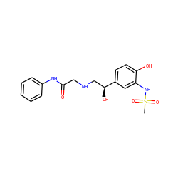 CS(=O)(=O)Nc1cc([C@@H](O)CNCC(=O)Nc2ccccc2)ccc1O ZINC000027101524