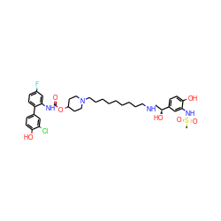 CS(=O)(=O)Nc1cc([C@@H](O)CNCCCCCCCCCN2CCC(OC(=O)Nc3cc(F)ccc3-c3ccc(O)c(Cl)c3)CC2)ccc1O ZINC000169323318