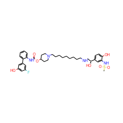 CS(=O)(=O)Nc1cc([C@@H](O)CNCCCCCCCCCN2CCC(OC(=O)Nc3ccccc3-c3cc(O)cc(F)c3)CC2)ccc1O ZINC000169321647