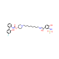 CS(=O)(=O)Nc1cc([C@@H](O)CNCCCCCCCCCN2CCC(OC(=O)Nc3ccccc3-c3ccc(F)cc3O)CC2)ccc1O ZINC000169321640