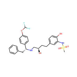 CS(=O)(=O)Nc1cc(CC[C@@H](O)CN[C@H](Cc2ccccc2)c2ccc(OC(F)F)cc2)ccc1O ZINC000028958011