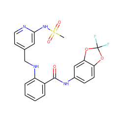 CS(=O)(=O)Nc1cc(CNc2ccccc2C(=O)Nc2ccc3c(c2)OC(F)(F)O3)ccn1 ZINC000028951777