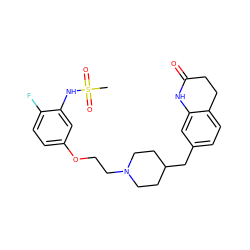 CS(=O)(=O)Nc1cc(OCCN2CCC(Cc3ccc4c(c3)NC(=O)CC4)CC2)ccc1F ZINC000049052021