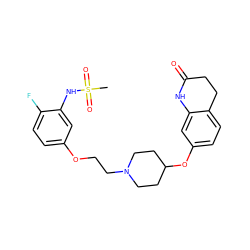 CS(=O)(=O)Nc1cc(OCCN2CCC(Oc3ccc4c(c3)NC(=O)CC4)CC2)ccc1F ZINC000049111954