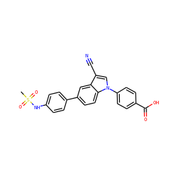 CS(=O)(=O)Nc1ccc(-c2ccc3c(c2)c(C#N)cn3-c2ccc(C(=O)O)cc2)cc1 ZINC000142715055