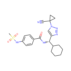 CS(=O)(=O)Nc1ccc(C(=O)N[C@H](c2cn(C3(C#N)CC3)nn2)C2CCCCC2)cc1 ZINC000095562370