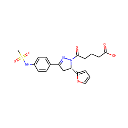 CS(=O)(=O)Nc1ccc(C2=NN(C(=O)CCCC(=O)O)[C@H](c3ccco3)C2)cc1 ZINC000004884567