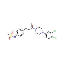 CS(=O)(=O)Nc1ccc(CCC(=O)N2CCN(c3ccc(Cl)c(Cl)c3)CC2)cc1 ZINC000045339898