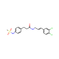 CS(=O)(=O)Nc1ccc(CCC(=O)NC/C=C/c2ccc(Cl)c(Cl)c2)cc1 ZINC000045393932