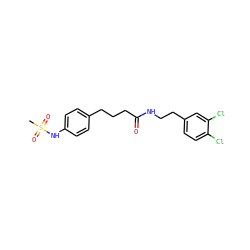 CS(=O)(=O)Nc1ccc(CCCC(=O)NCCc2ccc(Cl)c(Cl)c2)cc1 ZINC000045348795