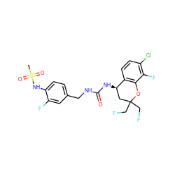 CS(=O)(=O)Nc1ccc(CNC(=O)N[C@@H]2CC(CF)(CF)Oc3c2ccc(Cl)c3F)cc1F ZINC000169704436