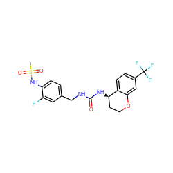 CS(=O)(=O)Nc1ccc(CNC(=O)N[C@@H]2CCOc3cc(C(F)(F)F)ccc32)cc1F ZINC000169704447