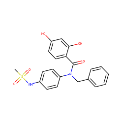 CS(=O)(=O)Nc1ccc(N(Cc2ccccc2)C(=O)c2ccc(O)cc2O)cc1 ZINC000653767469