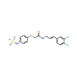 CS(=O)(=O)Nc1ccc(OCC(=O)NC/C=C/c2ccc(Cl)c(Cl)c2)cc1 ZINC000045353452