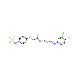 CS(=O)(=O)Nc1ccc(OCC(=O)NCCCNc2ccc(Cl)c(Cl)c2)cc1 ZINC000045353135