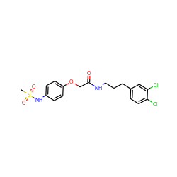 CS(=O)(=O)Nc1ccc(OCC(=O)NCCCc2ccc(Cl)c(Cl)c2)cc1 ZINC000045385678