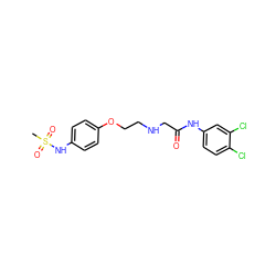 CS(=O)(=O)Nc1ccc(OCCNCC(=O)Nc2ccc(Cl)c(Cl)c2)cc1 ZINC000045393122