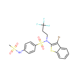 CS(=O)(=O)Nc1ccc(S(=O)(=O)N(CCC(F)(F)F)c2sc3ccccc3c2Br)cc1 ZINC000115235952