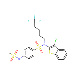 CS(=O)(=O)Nc1ccc(S(=O)(=O)N(CCCCC(F)(F)F)c2sc3ccccc3c2Cl)cc1 ZINC000115234511