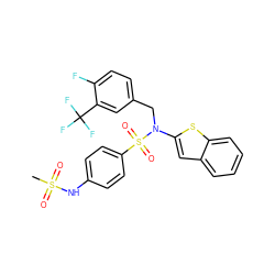 CS(=O)(=O)Nc1ccc(S(=O)(=O)N(Cc2ccc(F)c(C(F)(F)F)c2)c2cc3ccccc3s2)cc1 ZINC000115232960