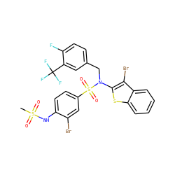 CS(=O)(=O)Nc1ccc(S(=O)(=O)N(Cc2ccc(F)c(C(F)(F)F)c2)c2sc3ccccc3c2Br)cc1Br ZINC000164723320