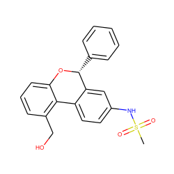 CS(=O)(=O)Nc1ccc2c(c1)[C@@H](c1ccccc1)Oc1cccc(CO)c1-2 ZINC000026187960