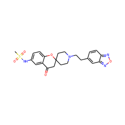 CS(=O)(=O)Nc1ccc2c(c1)C(=O)CC1(CCN(CCc3ccc4nonc4c3)CC1)O2 ZINC000049888572