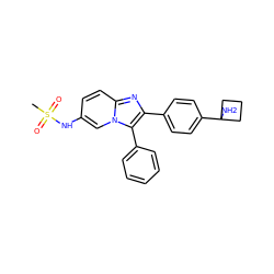 CS(=O)(=O)Nc1ccc2nc(-c3ccc(C4(N)CCC4)cc3)c(-c3ccccc3)n2c1 ZINC000113655918