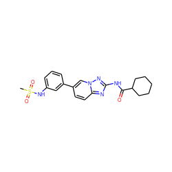 CS(=O)(=O)Nc1cccc(-c2ccc3nc(NC(=O)C4CCCCC4)nn3c2)c1 ZINC000084726117