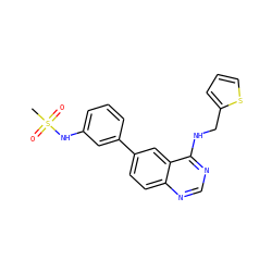 CS(=O)(=O)Nc1cccc(-c2ccc3ncnc(NCc4cccs4)c3c2)c1 ZINC000004239342