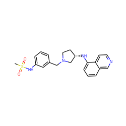CS(=O)(=O)Nc1cccc(CN2CC[C@H](Nc3cccc4cnccc34)C2)c1 ZINC000114334948