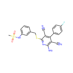 CS(=O)(=O)Nc1cccc(CSc2nc(N)c(C#N)c(-c3ccc(F)cc3)c2C#N)c1 ZINC000143488082