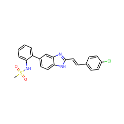 CS(=O)(=O)Nc1ccccc1-c1ccc2[nH]c(/C=C/c3ccc(Cl)cc3)nc2c1 ZINC000117152592