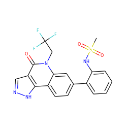 CS(=O)(=O)Nc1ccccc1-c1ccc2c3[nH]ncc3c(=O)n(CC(F)(F)F)c2c1 ZINC000205063527