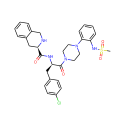 CS(=O)(=O)Nc1ccccc1N1CCN(C(=O)[C@@H](Cc2ccc(Cl)cc2)NC(=O)[C@H]2Cc3ccccc3CN2)CC1 ZINC000027210676