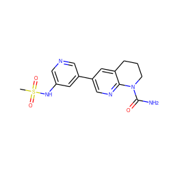 CS(=O)(=O)Nc1cncc(-c2cnc3c(c2)CCCN3C(N)=O)c1 ZINC001772590162
