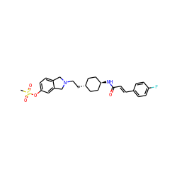 CS(=O)(=O)Oc1ccc2c(c1)CN(CC[C@H]1CC[C@H](NC(=O)/C=C/c3ccc(F)cc3)CC1)C2 ZINC000253713755