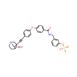 CS(=O)(=O)Oc1cccc(CNC(=O)c2ccc(Oc3ccc(C#C[C@]4(O)CN5CCC4CC5)cc3)cc2)c1 ZINC000073219646