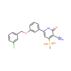 CS(=O)(=O)c1cc(-c2cccc(OCc3cccc(Cl)c3)c2)[nH]c(=O)c1C#N ZINC000299867111