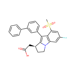 CS(=O)(=O)c1cc(F)cc2c1c(-c1cccc(-c3ccccc3)c1)c1n2CC[C@H]1CC(=O)O ZINC000029052962