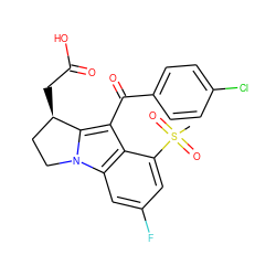 CS(=O)(=O)c1cc(F)cc2c1c(C(=O)c1ccc(Cl)cc1)c1n2CC[C@H]1CC(=O)O ZINC000029052731