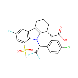 CS(=O)(=O)c1cc(F)cc2c3c(n([C@H](c4ccc(Cl)cc4)C(F)F)c12)[C@@H](CC(=O)O)CCC3 ZINC000006717490