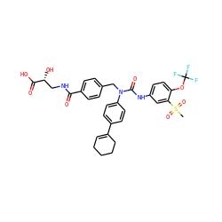 CS(=O)(=O)c1cc(NC(=O)N(Cc2ccc(C(=O)NC[C@@H](O)C(=O)O)cc2)c2ccc(C3=CCCCC3)cc2)ccc1OC(F)(F)F ZINC000049841197