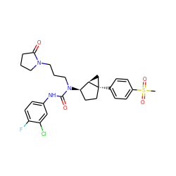 CS(=O)(=O)c1ccc([C@]23CC[C@@H](N(CCCN4CCCC4=O)C(=O)Nc4ccc(F)c(Cl)c4)[C@H]2C3)cc1 ZINC000036351513