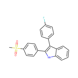 CS(=O)(=O)c1ccc(-c2[nH]c3ccccc3c2-c2ccc(F)cc2)cc1 ZINC000013477345